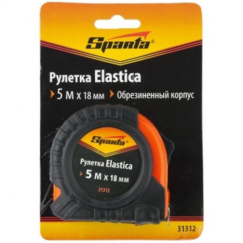 Рулетка Elastica, 5 м х 18 мм, обрезиненный корпус. SPARTA