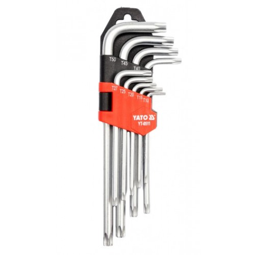 Набор шестигранников TORX с отверстием T10 - T50, 9 шт. YT-0511 YATO