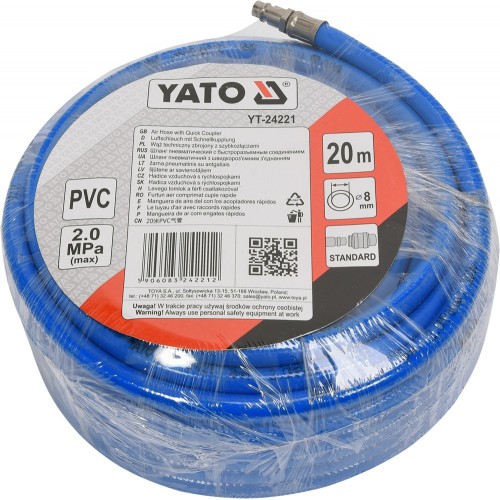 Пневмошланг ПВХ 8мм х 20м YATO YT-24221