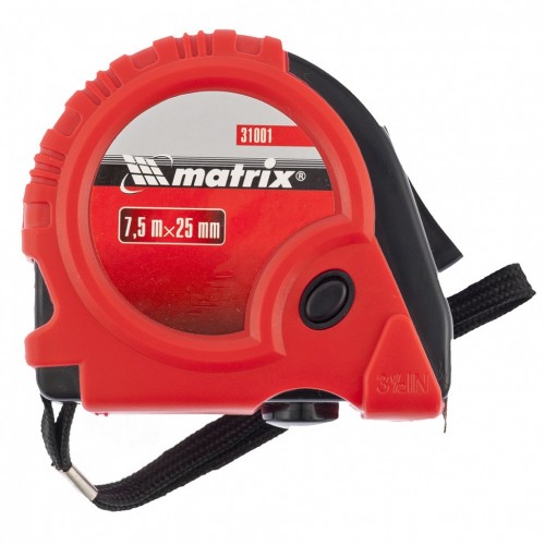 Рулетка Rubber, 7,5 м х 25 мм, гумовий корпус. MATRIX