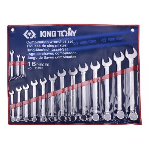 Набор ключей комби дюймовых 16шт.(1/4" - 1-1/4") KING TONY 1216SR
