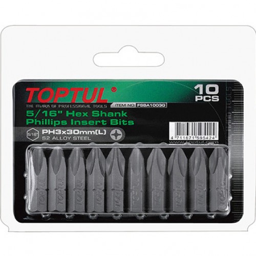 Набор бит 5/16" L30мм PH2 10ед. на блистере TOPTUL FSBA1002G