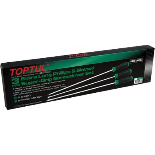 Набір викруток довгих 3од. (PH2x400, SL5, 5x400, SL6, 5x400) TOPTUL GAAE0306