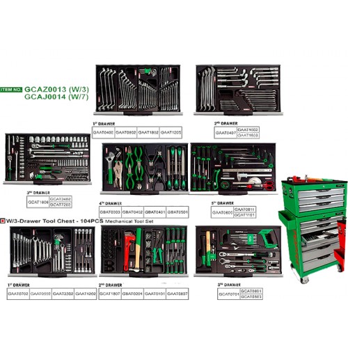 Тележка с инструментом (Pro-Line) 7 секций 229ед. TOPTUL GCAJ0014