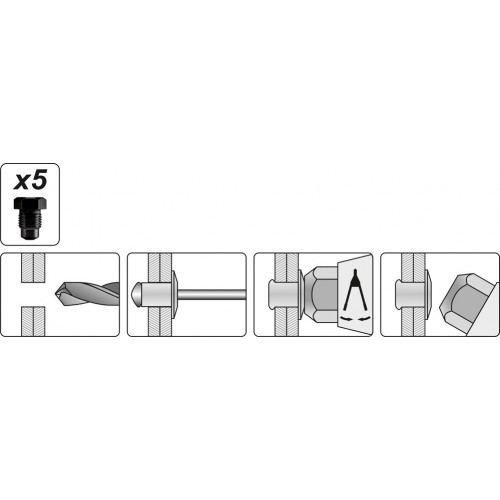 Заклепочник силовой двуручный, 3.2, 4.0,4.8, 6.0, 6.4. YATO YT-3609