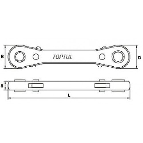 Ключ накидний храповий двосторонній рівний 15x17mm TOPTUL AEAJ1517