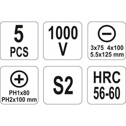 Набор отвёрток изолированных VDE YATO PH+SL 5 предметов YT-2827