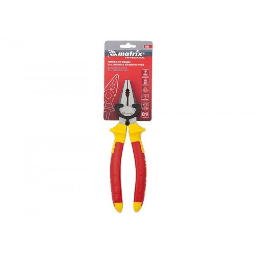Плоскогубцы комбинированные Insulated, 200 мм, двухкомпонентные рукоятки MATRIX PROFESSIONAL 16905