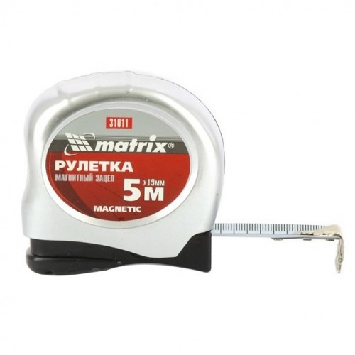 Рулетка Magnetic, 5 м х 19 мм, магнітний зачіп. MATRIX