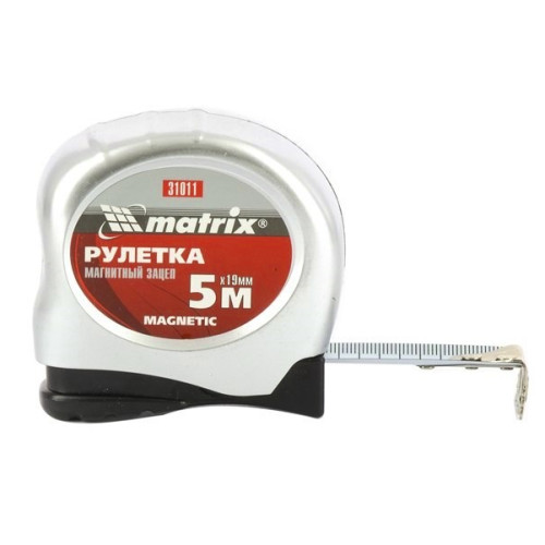 Рулетка Magnetic, 5 м х 19 мм, магнітний зачіп. MATRIX