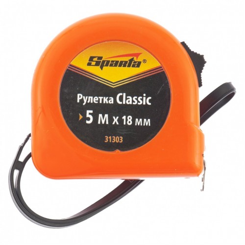 Рулетка Classic, 5 м х 18 мм, пластиковый корпус. SPARTA