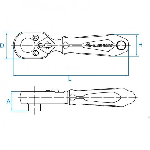 Тріскачка 1/4", 108 мм, 72 зубці, прапорцева, для вставок (біт) KING TONY 2765-04G
