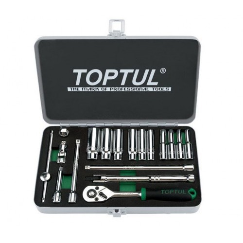 Набор инструмента 1/4" 18ед. дюймового 3/16"-9/16" (длинные головки) TOPTUL GCAD1813