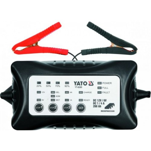 Зарядное устройство для АКБ Wet / Gel / AGM/ SLA 6/12V 1-4А 200Ah YATO YT-8300