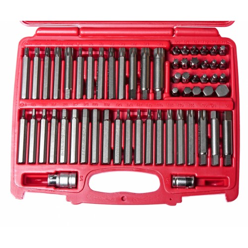 Набор бит под вороток 1/2", диаметр 10мм, TORX, HEX, SPLINE, RIBE, SQ 58ед. 3509 JTC