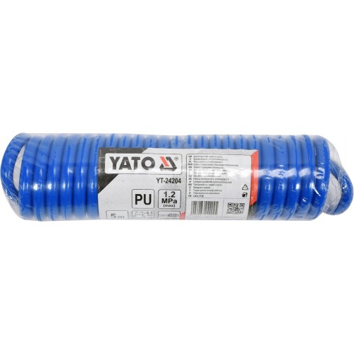 Спіральний шланг поліуретановий YATO 5метрів (6,5 х 10мм) зі швидкознімними з'єднаннями YT-24204