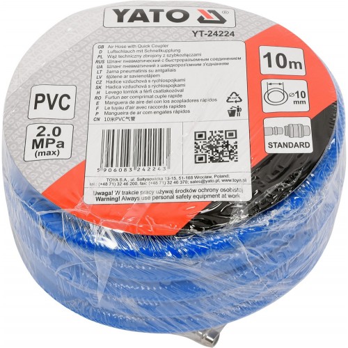 Пневмошланг ПВХ 10мм х 10м YATO YT-24224