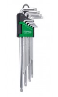 Набор Г-обр. ключей TORX T10-T50  9ед. супердл. с отверстием TOPTUL GAAL0915