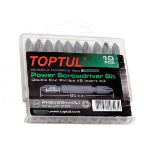 Набор бит 1/4" PH2х65мм двухсторонних 10шт. TOPTUL GAAW1001