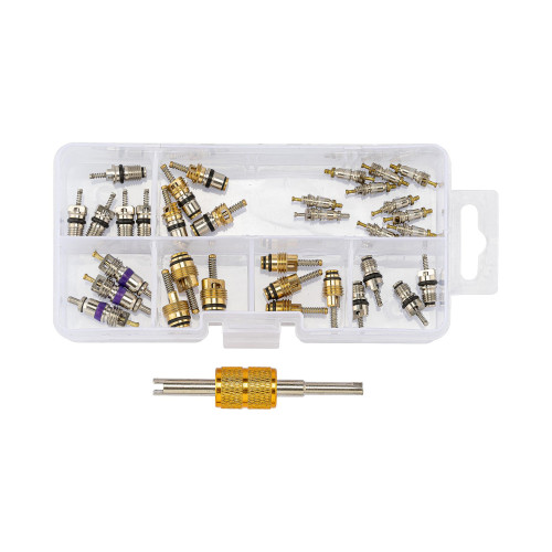 Набор ниппелей и ключ для автокондиционеров R12 / R134a, 34 предмета 6250 JTC