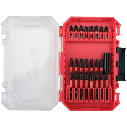 Набор ударных бит YATO PH, PZ, SQ, Torx, с магнитным адаптером 1/4", 24 предмета YT-78075