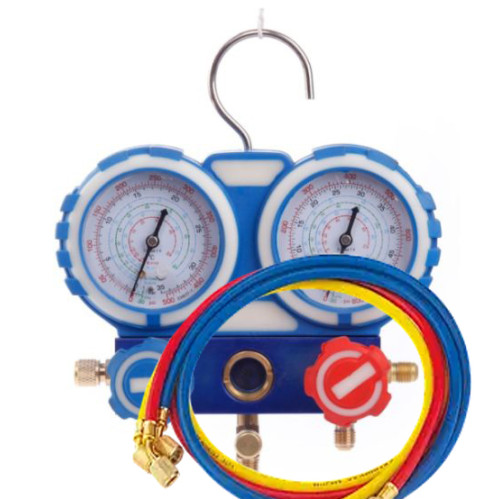 Двухвентильный коллектор (мембранного типа) для R404A, R22, R134a, R407C + шланги 3×150 см ZENGO CTAF-2S-22