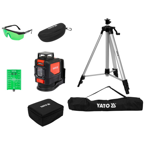 Нивелир лазерный самонивелирующийся YATO YT-30435, 5 зелёных лучей, вертикальные и горизонтальные линии