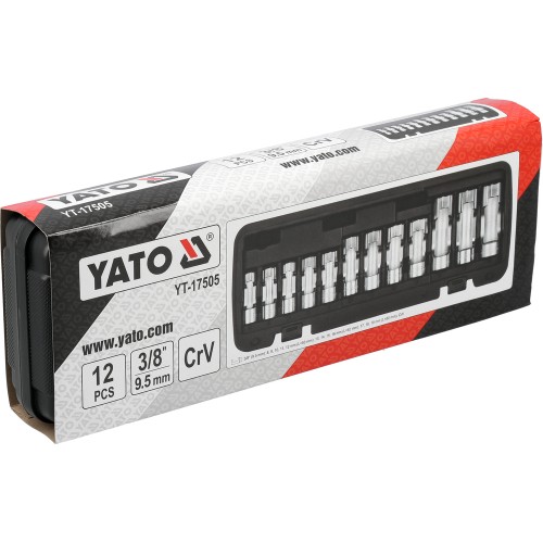 Набір розрізних головок для датчиків 3/8", 8–19 мм, CrV, 12 предметів YATO YT-17505
