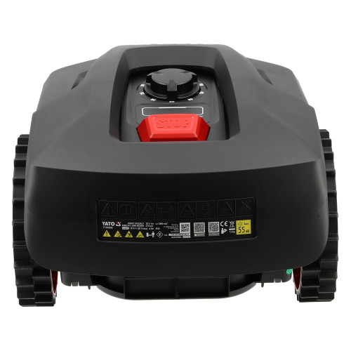 Газонокосарка робот акумуляторна YATO Li-Ion 20 В 4 А·год, площа до 800 м², ширина покосу 18 см, висота 20-60 мм YT-852092