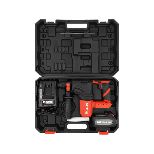 Перфоратор акумуляторний YATO SDS+ Li-Ion 18 В 4 АГод , J=2.5 Дж, Ø≤22 мм в бетоні, 3 режими в футля