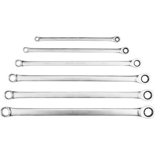 Набор ключей накидных удлиненных с трещоткой 8-19 мм, 6 шт YATO YT-50385