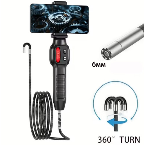 Бороскоп с камерой 6 мм и шарнирным зондом 180° U200-6мм-1м (Type-C, iOS/Android)