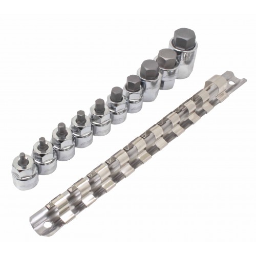 Набір низькопрофільних шестигранних головок HEX 1/8"–5/8", привід 3/8" та 1/2", 10 предметів ASTA A-Z10HEXL