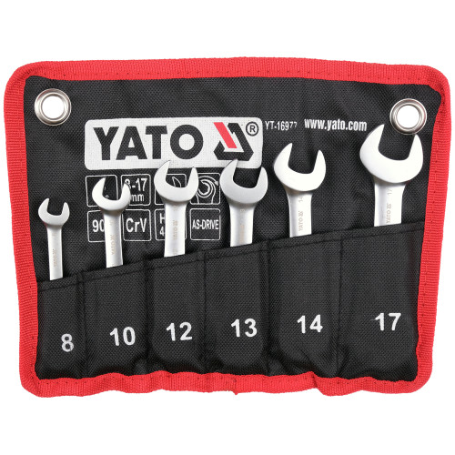 Набор ключей комбинированных коротких реверсивных с трещоткой на шарнире 8-17 мм, 6 шт YATO YT-16977