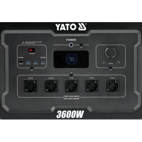 Портативная электростанция YATO LiFePO4 3600 Вт макс. 7000 Вт, 3072 Вт·ч 230V AC / USB YT-83096