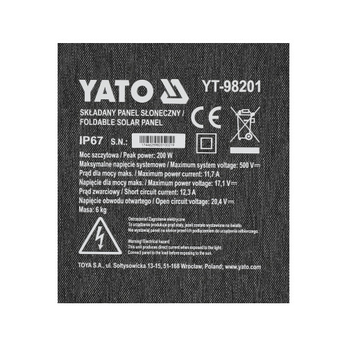 Сонячна панель розкладна 4 в 1 YATO 200 Вт YT-98201