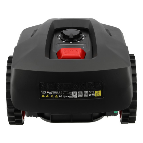 Газонокосарка робот акумуляторна YATO Li-Ion 20 В 2 А·год, площа до 500 м², ширина покосу 18 см, висота 20-60 мм YT-852091