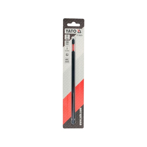 Бита ударная YATO PH2 × 200 мм, шестигранный хвостовик 1/4" YT-78070