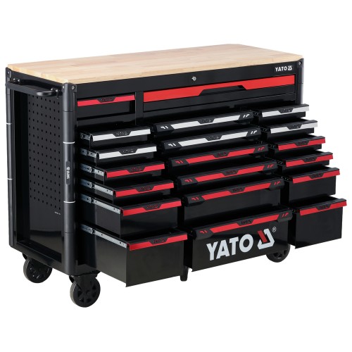 Шкаф-тележка для инструментов YATO на 6 колесах, 20 ящиков, 1425×575×1095 мм YT-09006