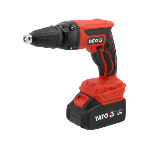 Шуруповерт YATO для гипсокартона аккумуляторный 18 В 4 Ач, лента 3,5-4,2 мм, 25-55 мм YT-82075