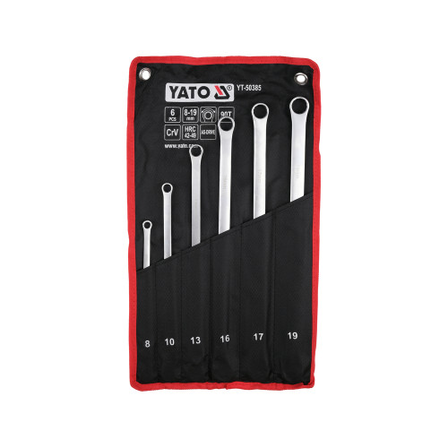 Набор ключей накидных удлиненных с трещоткой 8-19 мм, 6 шт YATO YT-50385