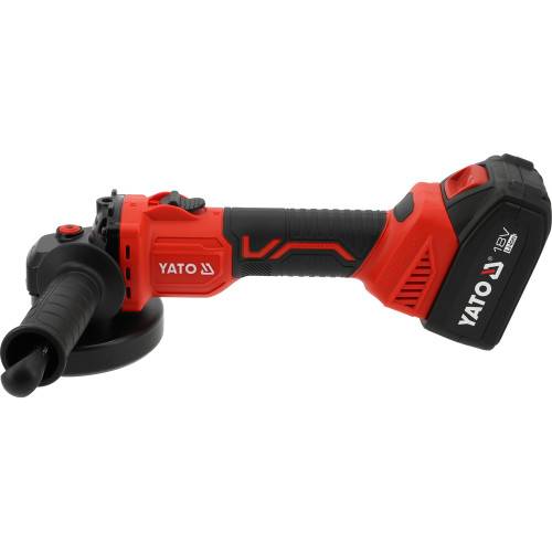 Шлифмашина угловая аккумуляторная бесщеточная 8500 об/мин YATO 18 В, 125 мм, плавный пуск YT-828251