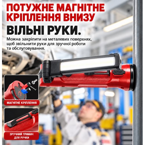Многофункциональный аккумуляторный фонарь COB 350 лм, USB Type-C, IP65 WK071