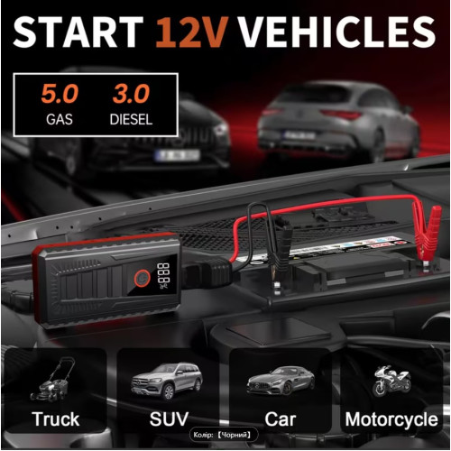 Автомобільний пусковий пристрій (Jump Starter) 300/400 А12V з функцією павербанка STSCELZ QP6325107