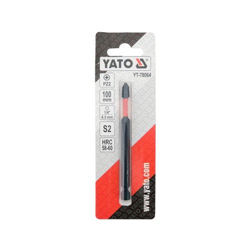 Бита ударная YATO PZ2 × 100 мм, шестигранный хвостовик 1/4" YT-78064
