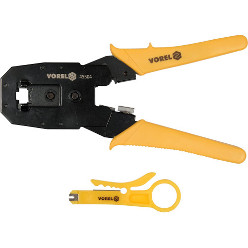 Кліщі для обтискання телефонних і мережевих штекерів VOREL 195 мм RJ45 / RJ10 / RJ11 (45504)