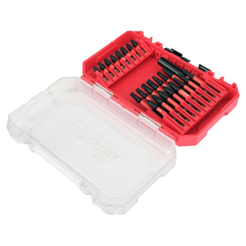 Набор ударных бит YATO PH, PZ, SQ, Torx, с магнитным адаптером 1/4", 24 предмета YT-78075