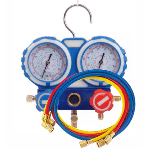 Двухвентильный коллектор (мембранного типа) для R404A, R22, R134a, R410A + шланги 3×150 см ZENGO CTAF-2S-410