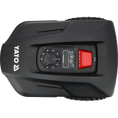 Газонокосарка робот акумуляторна YATO Li-Ion 20 В 5 А·год, площа до 1000 м², ширина покосу 18 см, висота 20-60 мм YT-852093