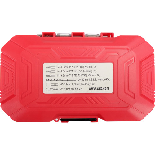 Набор ударных бит YATO PH, PZ, Torx + сверла, 18 эл., 1/4" YT-04615